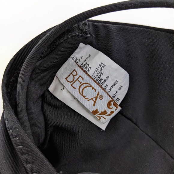 Becca Size M Womens Double Tie Front One-Piece Swimsuit In Black - Picture 6 of 7